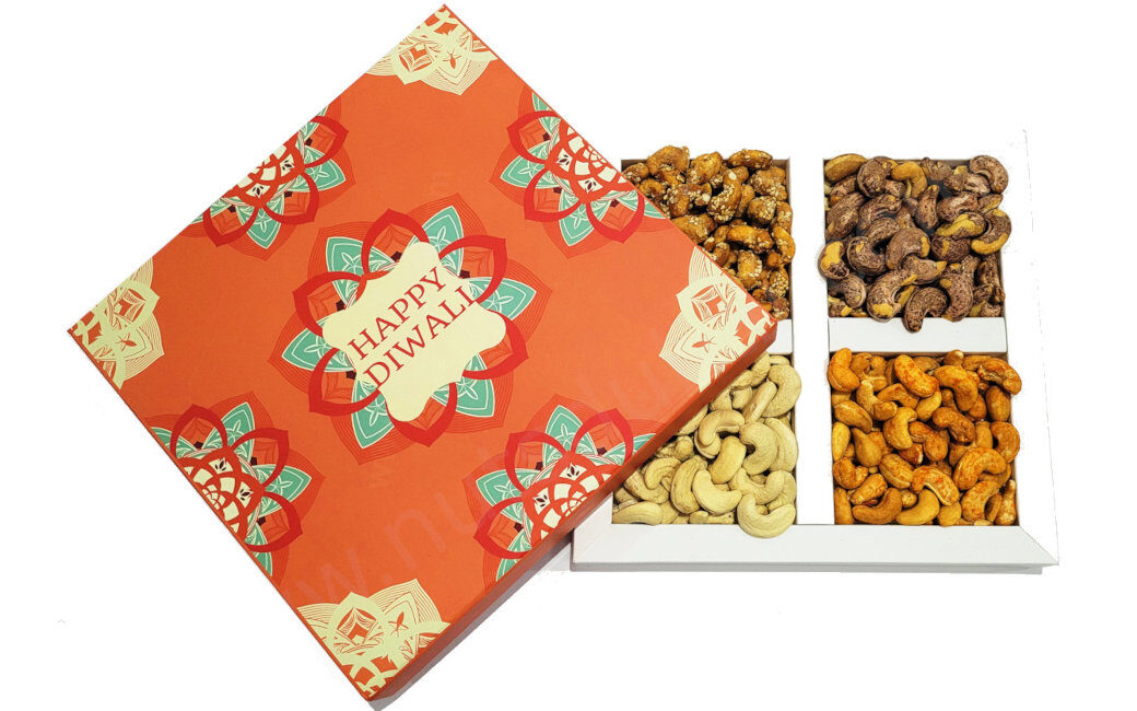 Diwali Nuts Gift Boxes All Cashews - Classic Orange